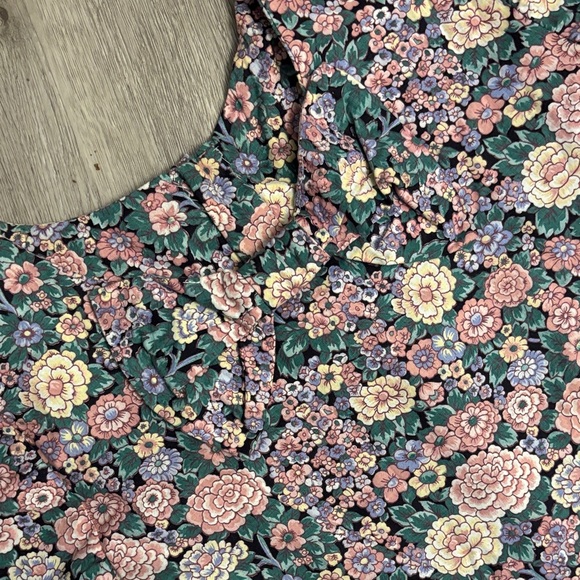 Vintage Cottagecore 1990s Floral Midi Dress with Bow - Picture 4 of 12